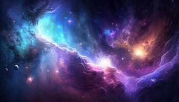 background image with a mix of blue and purple colors, resembling a galaxy or space theme. photo