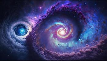 background image with a mix of blue and purple colors, resembling a galaxy or space theme. photo