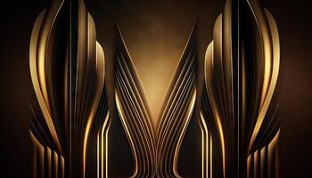 Black Golden Curtain Stage Award Background. Trophy on Red Carpet Luxury Background. photo