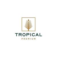 palm tree gold elegant logo vector, coconut tree leaf tropical beach house or hotel design illustration Vector