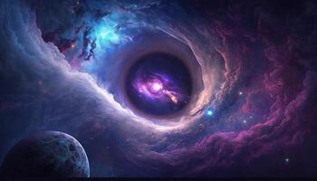 background image with a mix of blue and purple colors, resembling a galaxy or space theme. photo