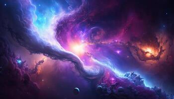 background image with a mix of blue and purple colors, resembling a galaxy or space theme. photo