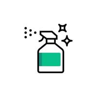 Anti bacterial alcohol icon vector line, Disinfectant bottle vector in simple outline concept. Household Chemicals icon.