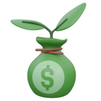 money growth 3d render icon illustration with transparent background, money png