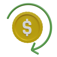 refund 3d render icon illustration with transparent background, money png