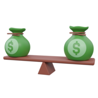 financial balance 3d render icon illustration with transparent background, money png