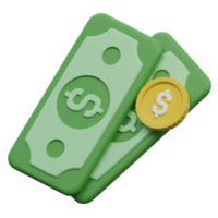 money 3d render icon illustration with transparent background, money png