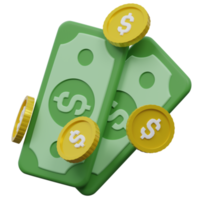 cash 3d render icon illustration with transparent background, money png