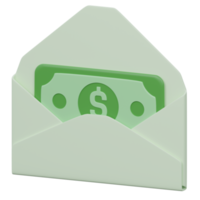 salary mail 3d render icon illustration with transparent background, money png