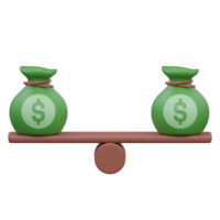 financial balance 3d render icon illustration with transparent background, money png