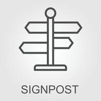 Signpost line icon, outline vector sign, linear style pictogram isolated on white. Direction pointer symbol, logo illustration. Editable stroke