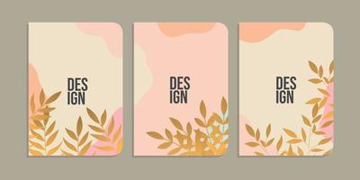 set of book cover designs with hand drawn floral decorations. abstract botanical background. A4 size For notebooks, school books, planners, brochures, books, catalogs vector