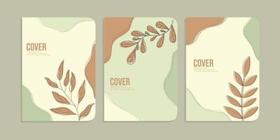 set of book cover designs with hand drawn floral decorations. abstract retro botanical background. size A4 For notebooks, planners, brochures, books, catalogs vector