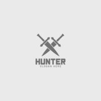 hunter logo with cross swords symbol vector