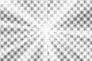 fondo de semitono de rayos solares. patrón cómico abstracto radial blanco y gris. Fondo de líneas abstractas de explosión de vector