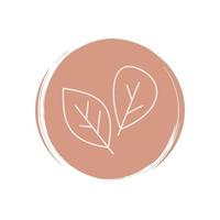 Cute leaves icon vector, illustration on circle with brush texture, for social media story and instagram highlights vector