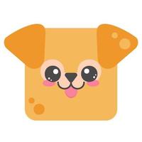 Cute square dog face. Cartoon head of animal character. Minimal simple design. Vector puppy illustration