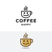 coffee logo. coffee cup with happy face line logo icon vector for cafe and restaurant business