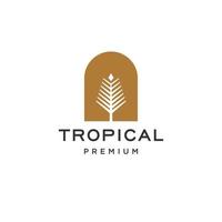 Tropical palm tree logo icon with square window frame bohemian logo concept vector