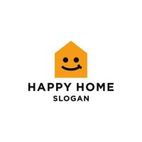 casa con sonrisa cara logo concepto, hogar símbolo con contento facial línea icono para propiedad o colegio negocio vector