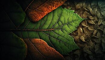 ingenioso texturas desde el belleza de hojas ai generativo foto