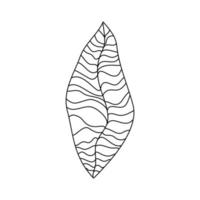Cute abstract black and white leaf in a trendy minimalist line style contemporary chic vector illustration