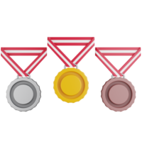 3d ícone ilustração em branco prêmio medalha conjunto png