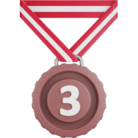 3d icono ilustración tercero sitio premio medalla png