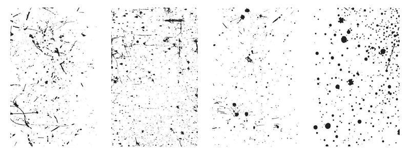 Set of Grunge Texture Backgrounds. Black and White Vector Illustrations of Distressed Effects. EPS 10.