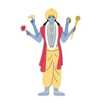 indian god lord vishnu. ethnic deity of Hinduism mythology. vector illustration design