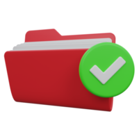 approved folder 3d render icon illustration with transparent background, protection and security png