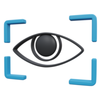 iris scan 3d render icon illustration with transparent background, protection and security png