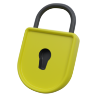 lock 3d render icon illustration with transparent background, protection and security png