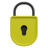 lock 3d render icon illustration with transparent background, protection and security png