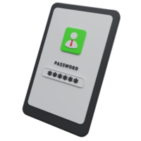 phone password 3d render icon illustration with transparent background, protection and security png