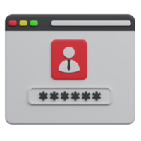 navegador contraseña 3d hacer icono ilustración con transparente fondo, proteccion y seguridad png