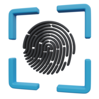 fingerprint scan 3d render icon illustration with transparent background, protection and security png