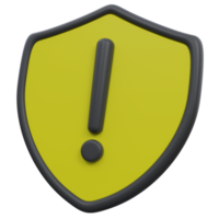 shield warning 3d render icon illustration with transparent background, protection and security png