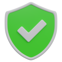 seguro escudo 3d render ícone ilustração com transparente fundo, proteção e segurança png