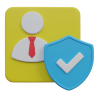 user security 3d render icon illustration with transparent background, protection and security png