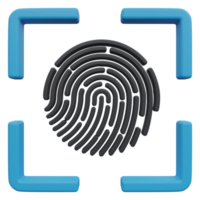 fingerprint scan 3d render icon illustration with transparent background, protection and security png