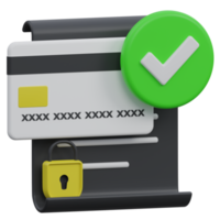 Anerkennung Karte Zahlung Sicherheit 3d machen Symbol Illustration mit transparent Hintergrund, Schutz und Sicherheit png