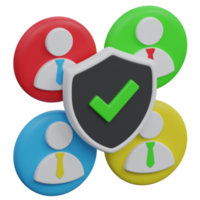 security team 3d render icon illustration with transparent background, protection and security png