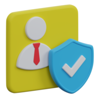 user security 3d render icon illustration with transparent background, protection and security png