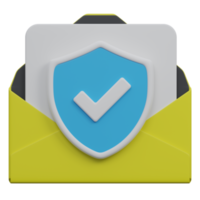 secure mail 3d render icon illustration with transparent background, protection and security png