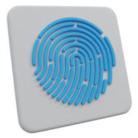 fingerprint 3d render icon illustration with transparent background, protection and security png