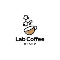 Coffee and lab icon minimal hipster line logo design .coffee laboratory lab cup logo vector icon illustration