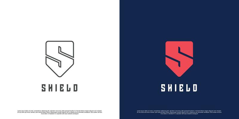 Letter s shield logo design illustration. Creative idea silhouette of letter s,5 and shield. Protection company business geometric monogram design. Simple modern graphics.