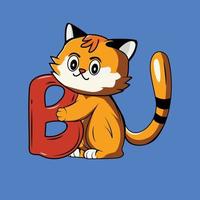 Cute cat with B Letter Vector Illustration