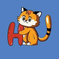 Cute cat with H Letter Vector Illustration